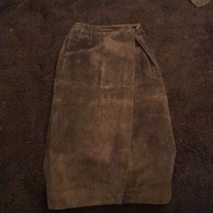 Vintage Chocolate Brown Suede Wrap Skirt